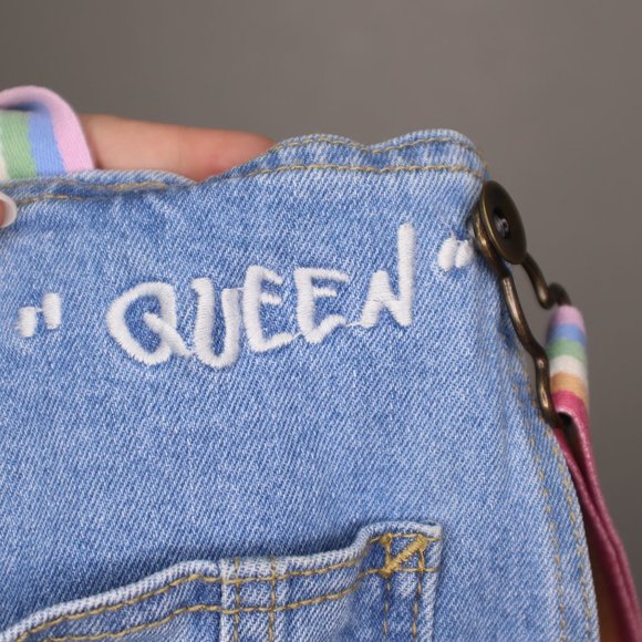 Target pride shortalls sz medium adult rainbow light wash pre-owned - Picture 10 of 13